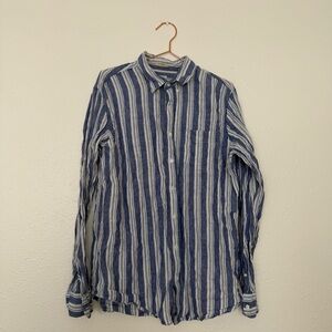 J. Crew Blue and White Striped classic Casual Shirt